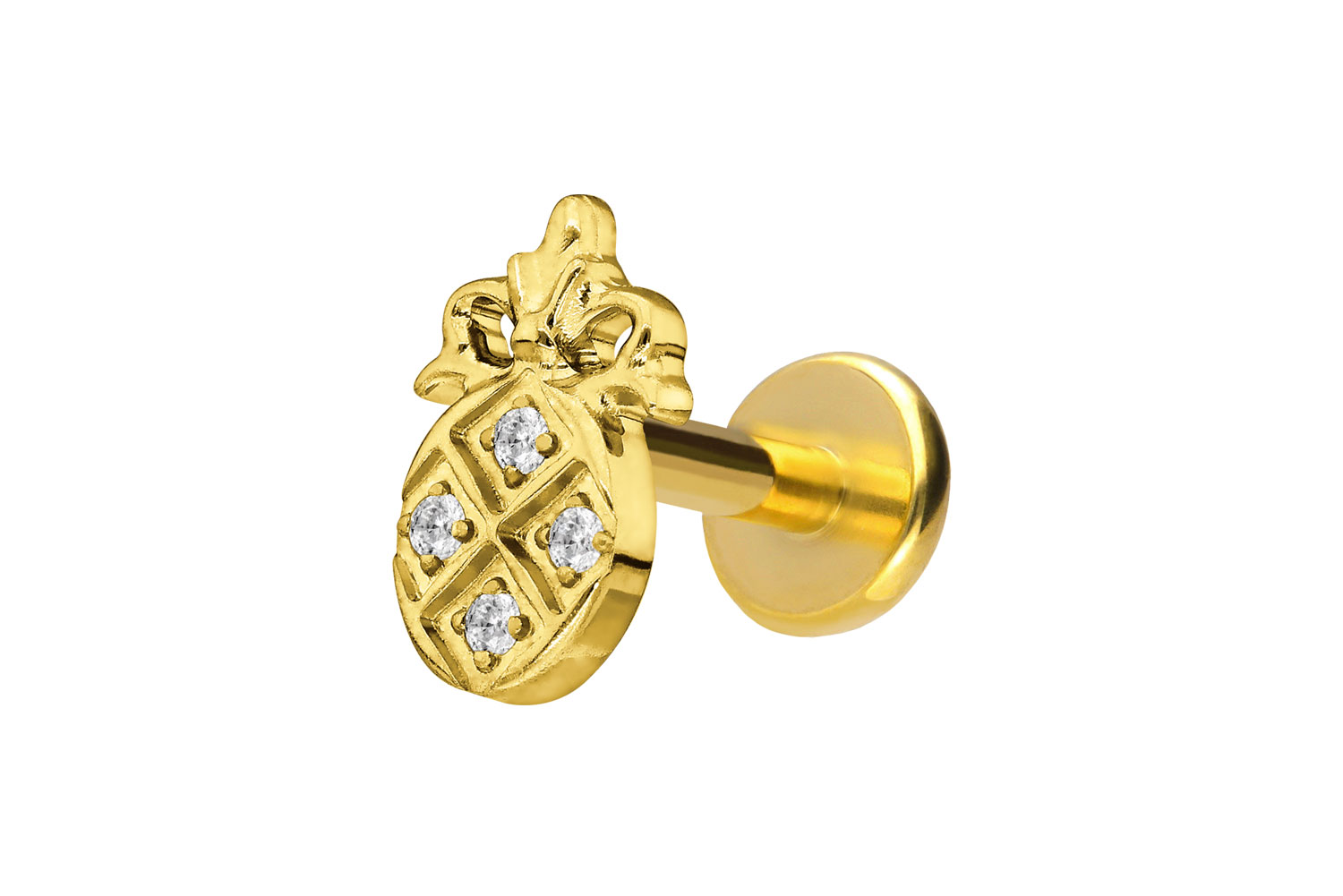 Titan Labret Piercing mit Push Fit KRISTALLANANAS